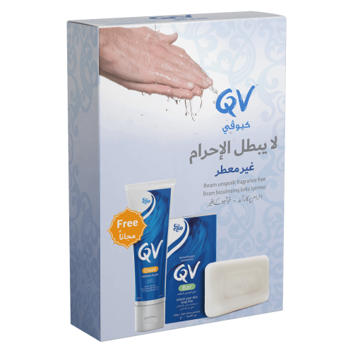 كيو في عرض الحج صابونة بدون عطر  50 جم + كيو في كريم مرطب 100 جم